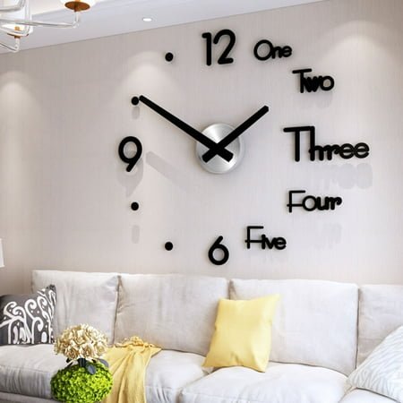 Jetcloudlive 4.68 Quartz Modern 3D Effect Indoor Wall Clock, Easy Installation Wall Sticker