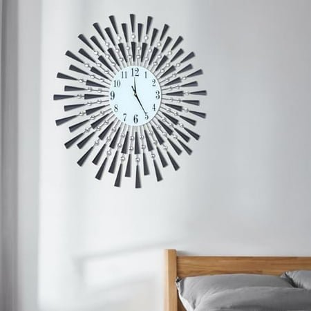 JOMCYDM Black Wall Clock Wrought Iron Quartz Clock Wall Mounted Silent Timer for Living Room,Office,Hotel