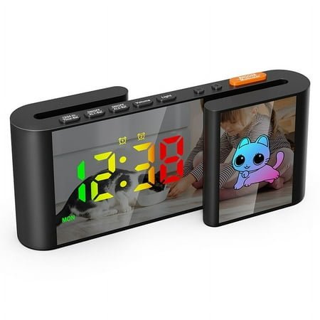 KAJOVE Digital Loud Alarm Clock with for RGB Display - Perfect for Heavy Sleepers! Black Kittens
