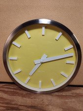 Karlsson Wall Clock Yellow Face with Brushed Steel Frame 9.75 in. Diameter