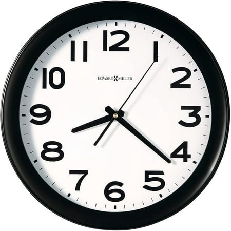 Kenwick Wall Clock, Black Case Classic Round Design with White Dial Optical Crystal Glass, Quartz Movement Arabic Numerals Perfect for Home , Office Living Room