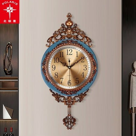 Kf15 European Style Living Room Wall Clock Mute Fashion Home Pocket Watch Bedroom Clock Metal Plate Wall Clocks Quartz