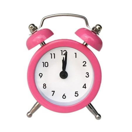 KITPIPIVOPPV tkerinse Mini Twin Bell Alarm Clock, 3in Loud Alarm, Small Cute Analog Alarm Clock, Vintage Travel Clock Stereoscopic Dial for Home Office Bedroom Living Room Decoration