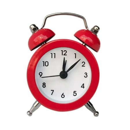 KITPIPIVOPPV tkerinse Mini Twin Bell Alarm Clock, 3in Loud Alarm, Small Cute Analog Alarm Clock, Vintage Travel Clock Stereoscopic Dial for Home Office Bedroom Living Room Decoration