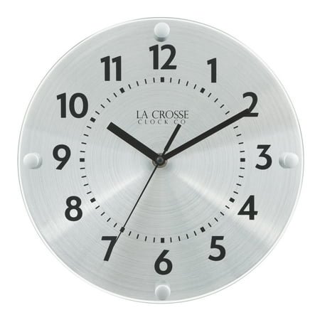 La Crosse Clock 10-inch Orion Metal Silent Sweeping Quartz Analog Wall Clock, 404-3725