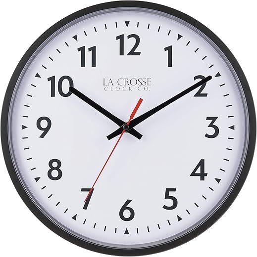 LaCrosse Clock 404-2636-INT 13 Inch Info-Tech Commercial Silent Quartz Analog Wall Clock