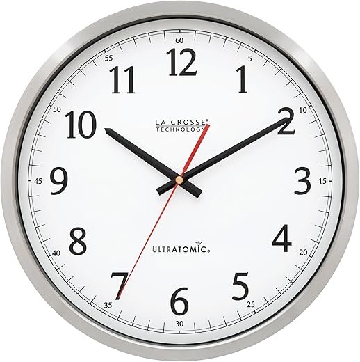 La Crosse Technology 404-1235UA-SS 14 Inch UltrAtomic Analog Stainless Steel Wall Clock