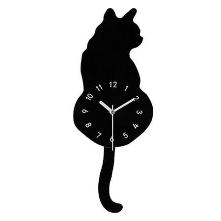 LadaidraBF Silent for Cat Pendulum Wall Clock with Moving Tail Whimsical Funny Wall Clocks for Home Office Apartment Cafe Xmas Gift
