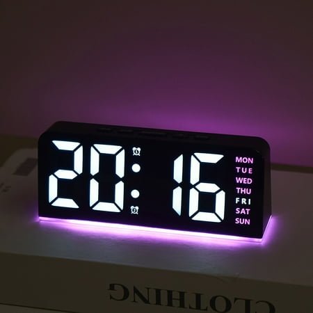 Large character digital clock, ambient light, date desk clock, multifunctional digital alarm clock