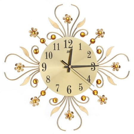 Large Decorative 3D Iron Art Wall Clock Non-ticking Modern Wall Clock for Living Room Bedroom 3D Silent European Style Clock