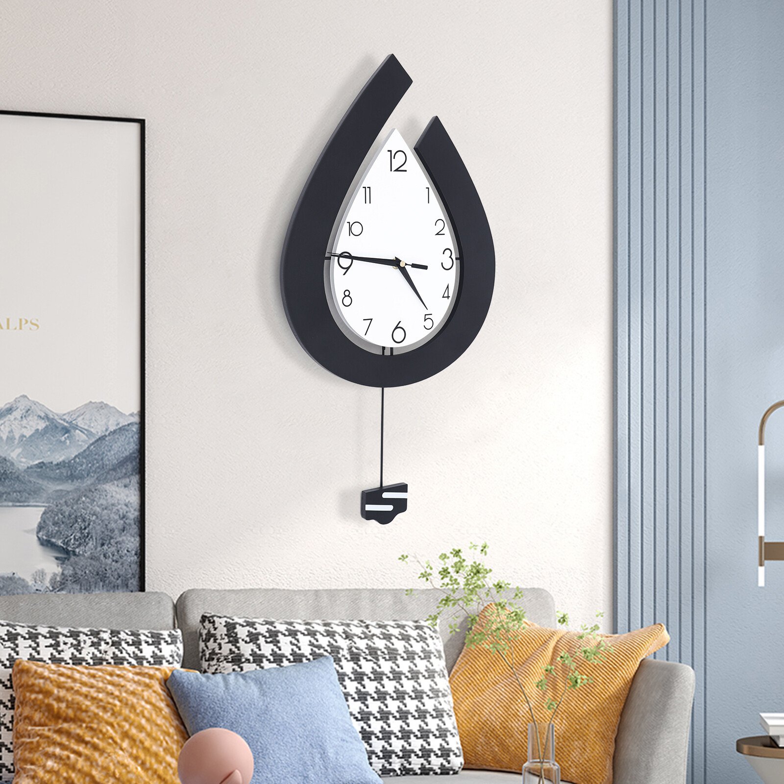 Large Wall Clock for Living Room Decor Big Pendulum Modern Silent Wall Clock