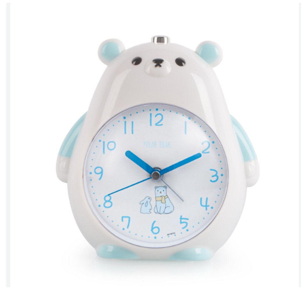 larm Clock Cute Polar Bear Alarm Clock, Silent Table Clock with Night Light