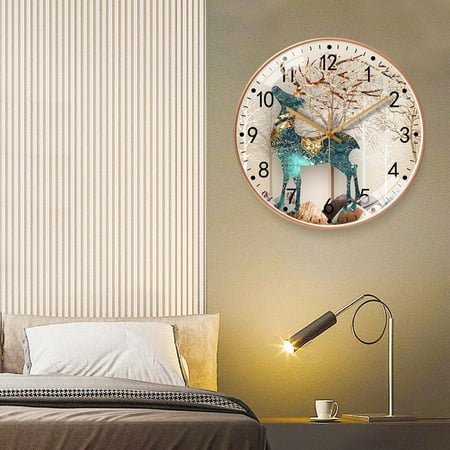 LED Lights Transparent Wall Clock Peacock Feather Colorful Clock Vintage Bohemian Decorative Wall Clock Clerance