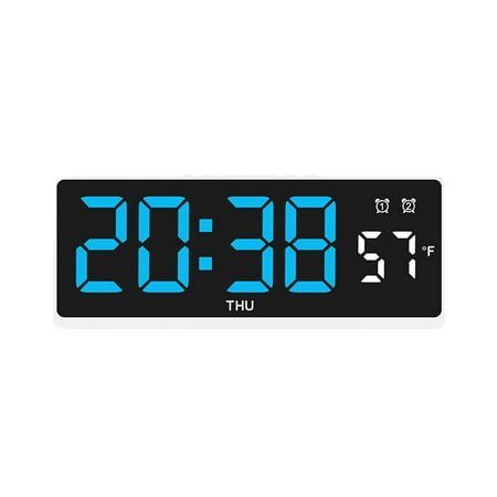LED Wall Clock Table Clock for Home Decor&Office, Large Clock with Big Numbers for Seniors/Elderly/Low-Vision People/Vision Impairment (White-Frame with Blue-Display)
