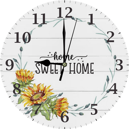 LERJIMUX 10 Inch Decorative Wall Clock Arabic Numeral Wall Clocks Battery Operated Silent Wall Clocks Wooden Round Sunflower Hanging Clock for Kitchen,Dining Room,Office and Living Room