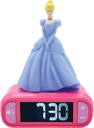 LEXiBOOK - Disney Princess Digital Alarm Clock for Kids with Night Light Snooze, Childrens Clock, Luminous Disney Princess, Pink Colour - RL800DP
