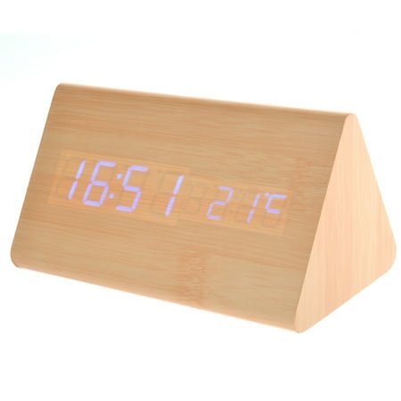 LIFKOME 15 -11 LED Clock Cute Alarm Wooden Electronic Clock Alarm Clock Clock Radio Blue