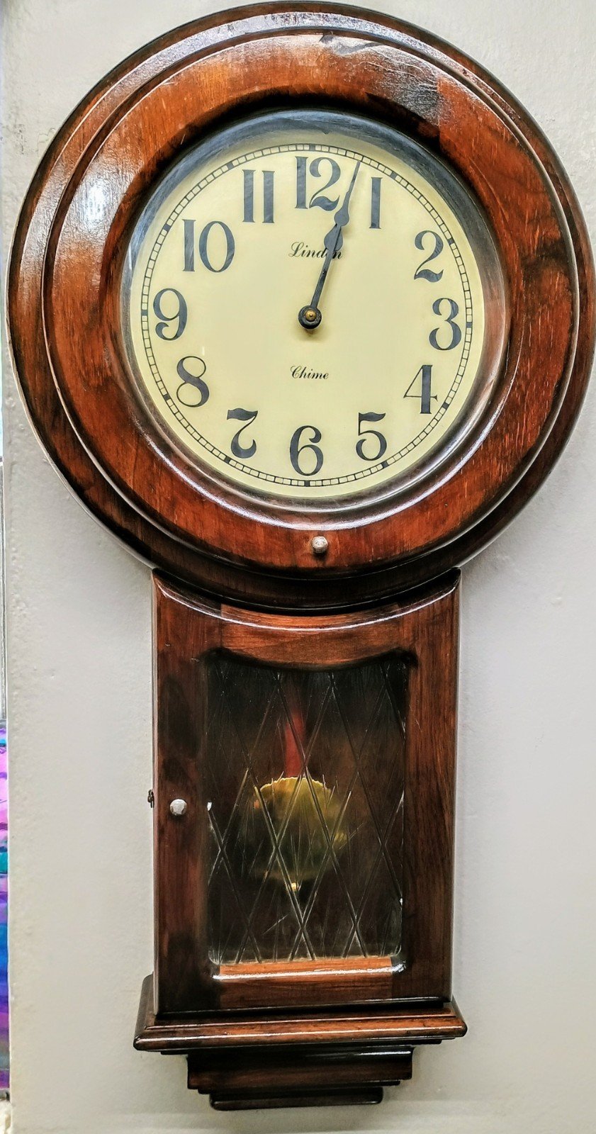 Linden Large Working Vintage Wooden Chiming Pendulum Wall Clock 30x15"