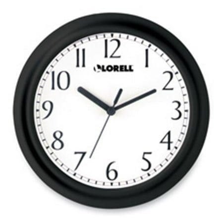 Lorell Wall Clock- 9in.- Arabic Numerals- White Dial-Black Frame