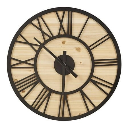 Madison Park Mason Contemporary MDF Wood Wall Clock in Natural/Black