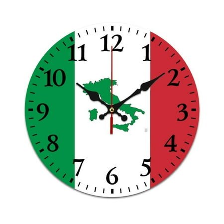 Map of Italy - Italian Flag Wall Clock Modern Design Clocks Wall Hanging Home Office School Clocks Round PVC Wall Clocks