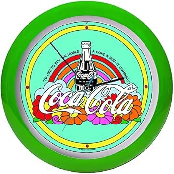 Mark Feldstein & Associates Coca Cola Hilltop Teach The World to Sing Retro Green 13 inch Sound Wall Clock