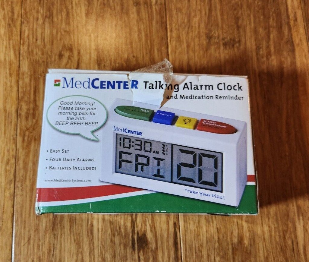 MedCenter Talking Alarm Clock & Medication Reminder Open Box