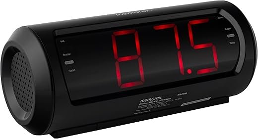 Memorex MX-CR40 Digital FM Clock Radio with 1.8” Red LED Display | Dual Alarm, 10 FM Presets, Digital Volume Control, Snooze & Sleep Timer, Battery Backup, AC Power Adapter | Bedside Alarm Clock