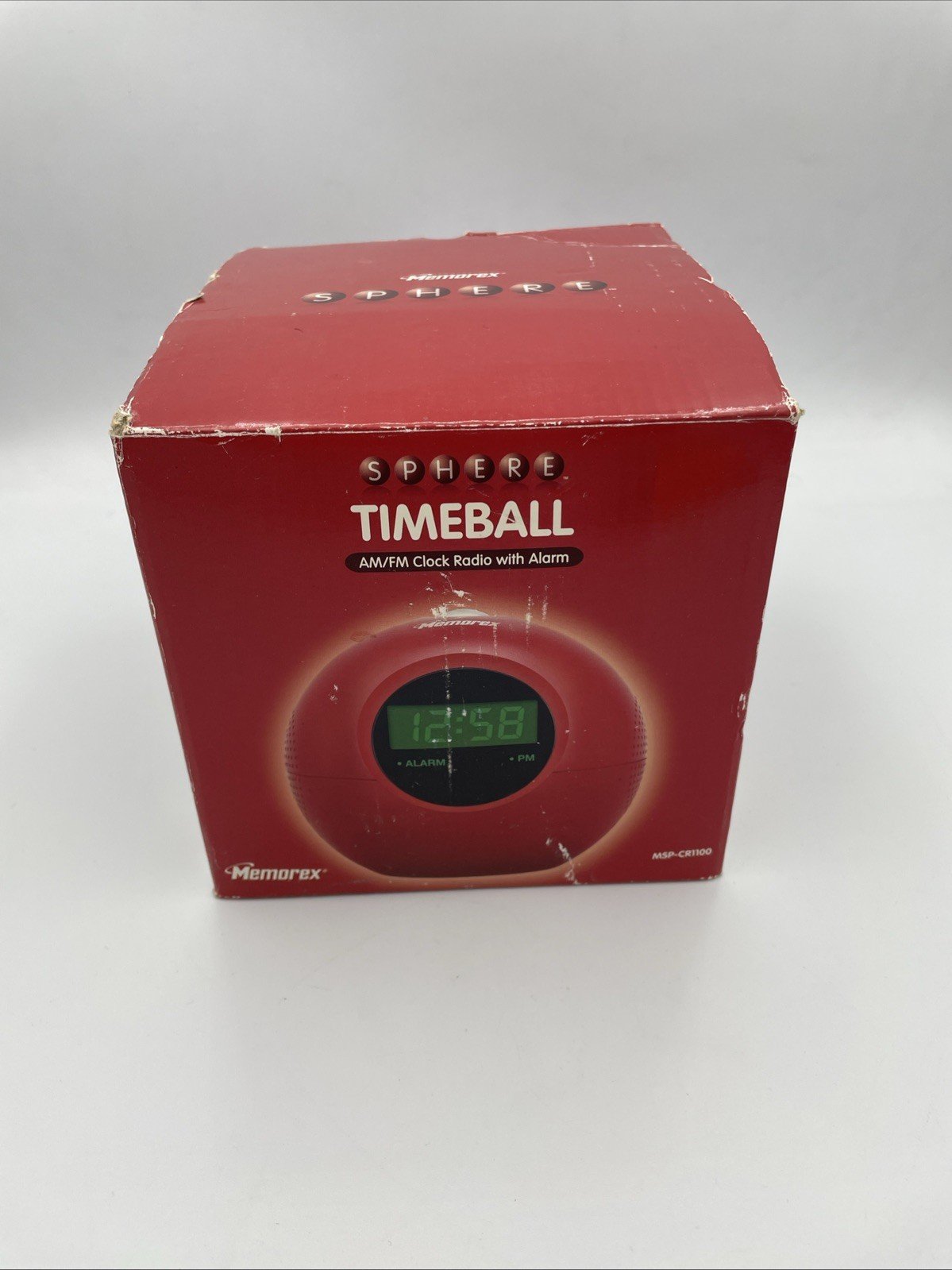 Memorex Sphere Timeball AM/FM Clock Radio Alarm (MSP-CR1100) Open Box! Red B1