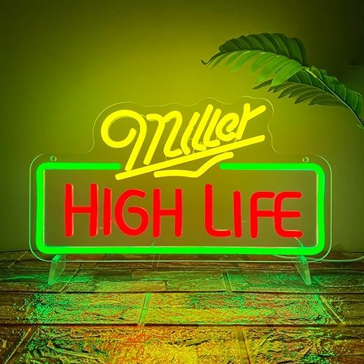 Miller High Life Neon Sign Dimmable Bar Beer Neon Lights for Wall Decor, Wall Lights for Bedroom Living Room Neon Modern Decor Bar Pub Club Man Cave(15.7 * 8.6in)