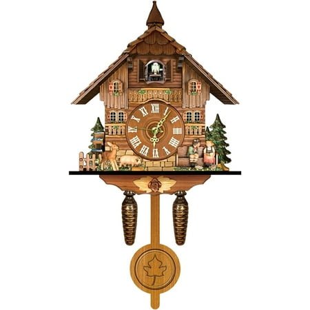 Miumaeov Cuckoo Wall Clock, Multi-Colored Northern Europe Style Fiberboard Quartz Wall Clock, Battery Pendulum Cuckoo Clock with Open Type Without Back Cover Design Suitable for Home Decor