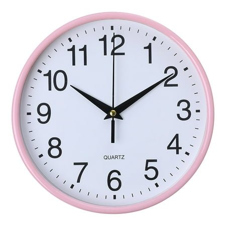 Modern Silent Wall Clock with Pink Frame, 12-Inch Non-Ticking Quartz Movement for Home, Office, and Classroom Decor