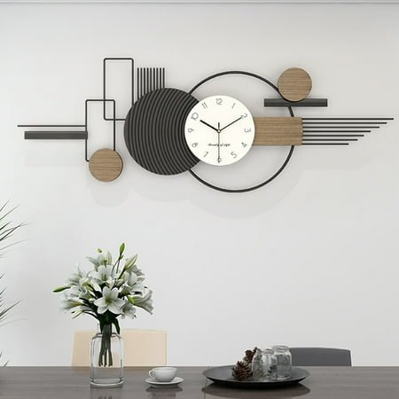 Modern Wall Clock Large Wall Decoration, Modern Minimalist Wall Clock without Ticking, Wall Sculptures Wall Decorations Wall Decoration Made of Metal