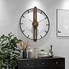 Modern Walnut Wall Clock - 24 Wood & Metal Silent Timepiece