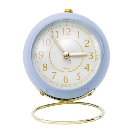 MOUDUO Clearance! AppliancesSmall Desk Clocks for Shelf Bedroom Office, Table Alarm Clocks, Gold Vintage Metal Living Room Decor Clock Home Appliances (Blue)