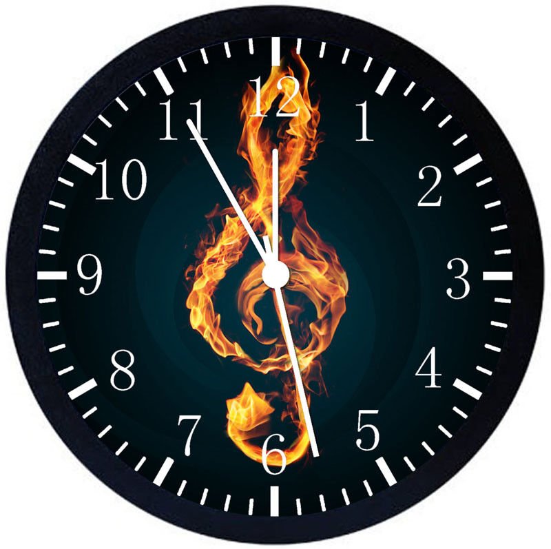 Music Treble Clef Black Frame Wall Clock Nice For Decor or Gifts E344