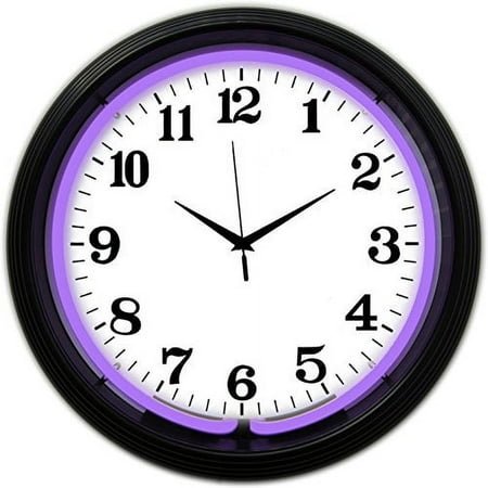 Neonetics Wall Clock: Purple Neon Accent - Timeless Style for Family Game Nights!