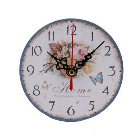 NSESSHome Vintage Style Antique Wood Wall Clock for Home Kitchen Office