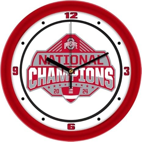 Ohio State Buckeyes 2024 National Champions Wall Clock, Traditional Team Logo, Silent Non-Ticking Quartz Movement, 11.5