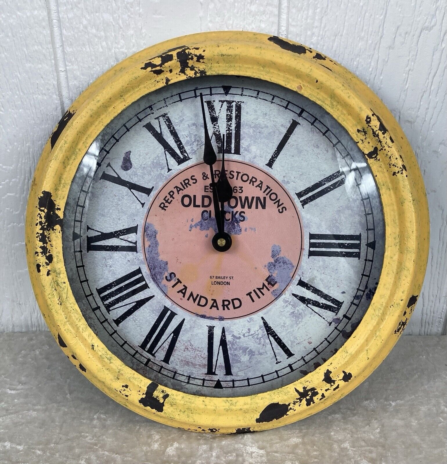 Old Town 15" Wall Clock Standard Time Est. 1863 Rustic Metal Frame Works