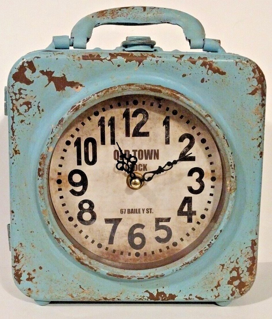 Old Town Clock 67 Bailey St Gothenburg Court London UK Shabby Distressed Blue