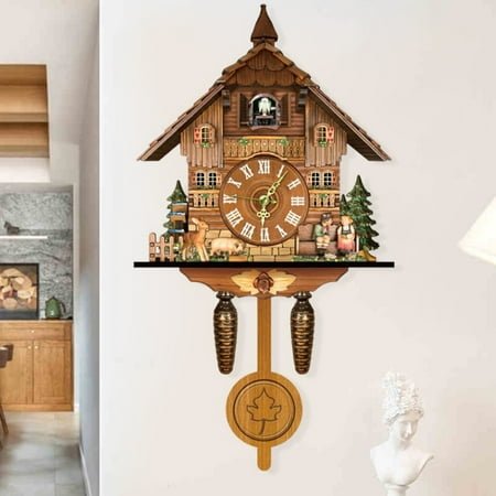 Peakora Cuckoo Wall Clock - Elegant House Design, MDF Construction, Cuckoo Bird Chime from 7:00 to 21:00, Adjustable Sound, Easy to Install