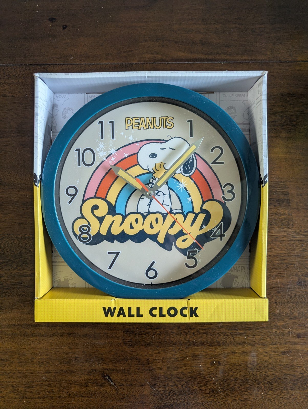 Peanuts Snoopy & Woodstock 10" Wall Clock Rainbow Retro Analog