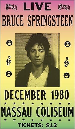 Per Diem Printing Bruce Springsteen - Nassau Coliseum - 13”x22” Vintage Style Showprint Poster - Home Nostalgia Decor – Wall Art Print - Concert Bill