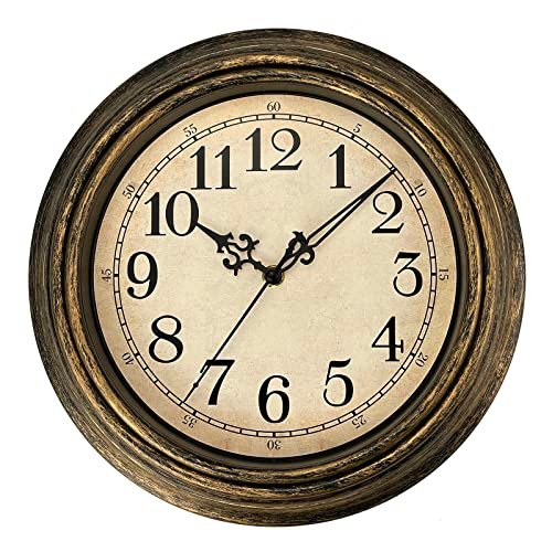 Plumeet Extra Large Retro Wall Clock, 16'' Non Ticking Classic Silent Vintage Wall Clocks Decorative Kitchen Living Room Bedroom - Battery Operated