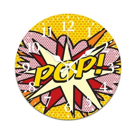 POP Comic Book Pop Art Cool Retro Trendy Wall Clock Modern Design Clocks Wall Hanging Home Office School Clocks Round PVC Wall Clocks