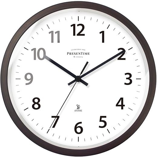 Presentime & Co 10 Atomic Wall Clock, Silent no Ticking, Automatically Sets Itself and Adjust to Daylight Saving Time by WWVB - Oil Rubbed Bronze Finish. (Home Office)