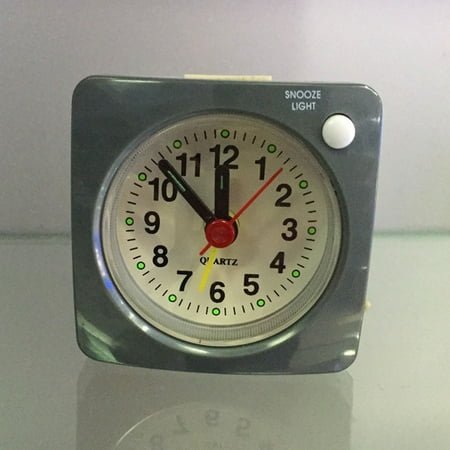 Quartz Bedside Led Desk Sweep Travel Portable Plastic Mini Alarm Clock Silent Gray