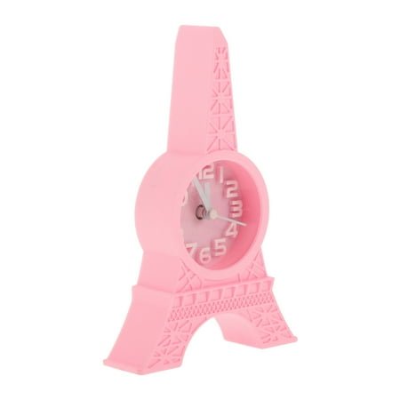 Raindrops Aesthetic Clock Eiffel Tower Decor Alarm Retro for Travel Pink