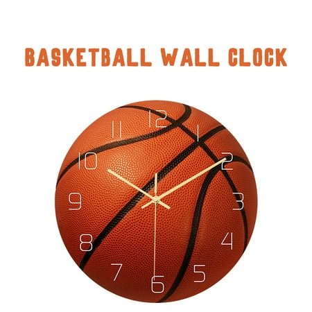 Ranliy Basketball Wall Clock, mute home decoration wall clock, Sport Theme Wall Clocks for Home Decor, Bedroom Livingroom Birthday Gifts, 11.8 inch